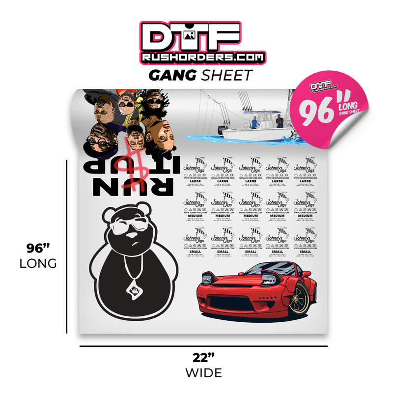 add multiple designs onto a gang sheet and print hundreds of shirts.