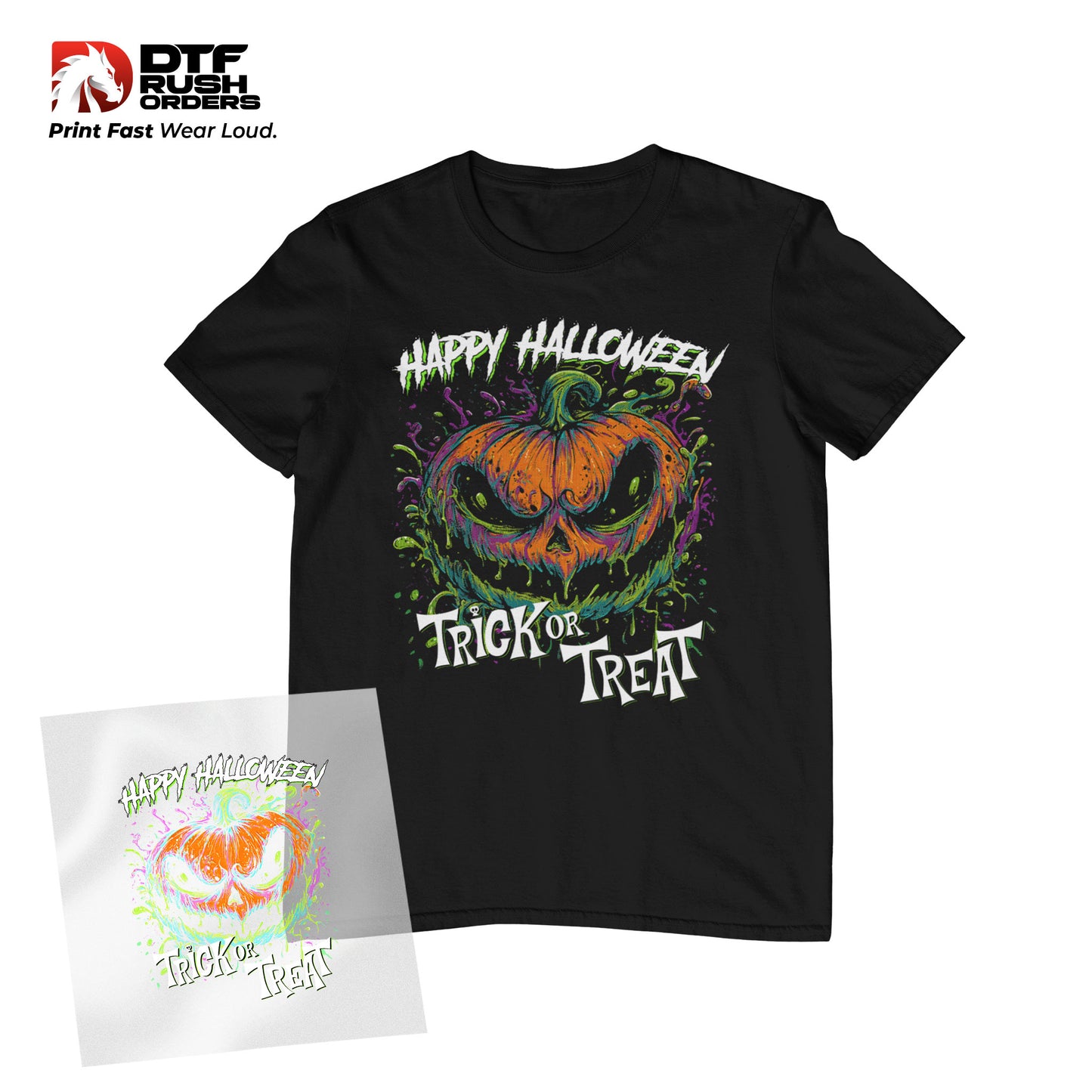 Happy Halloween Pumpkin Trick or Treat DTF Transfer HP01
