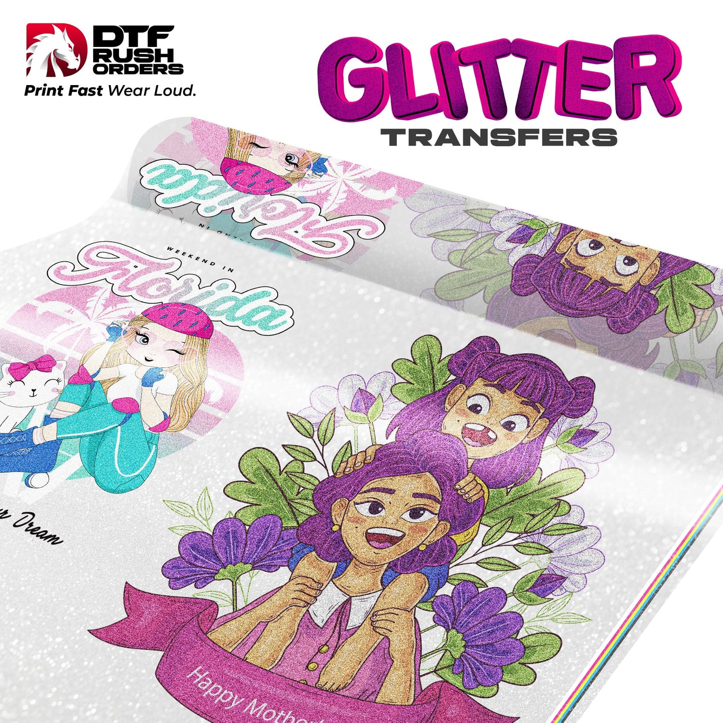 DTF Rush Orders Miami facility showcasing local pickup options for custom Glitter DTF transfer orders