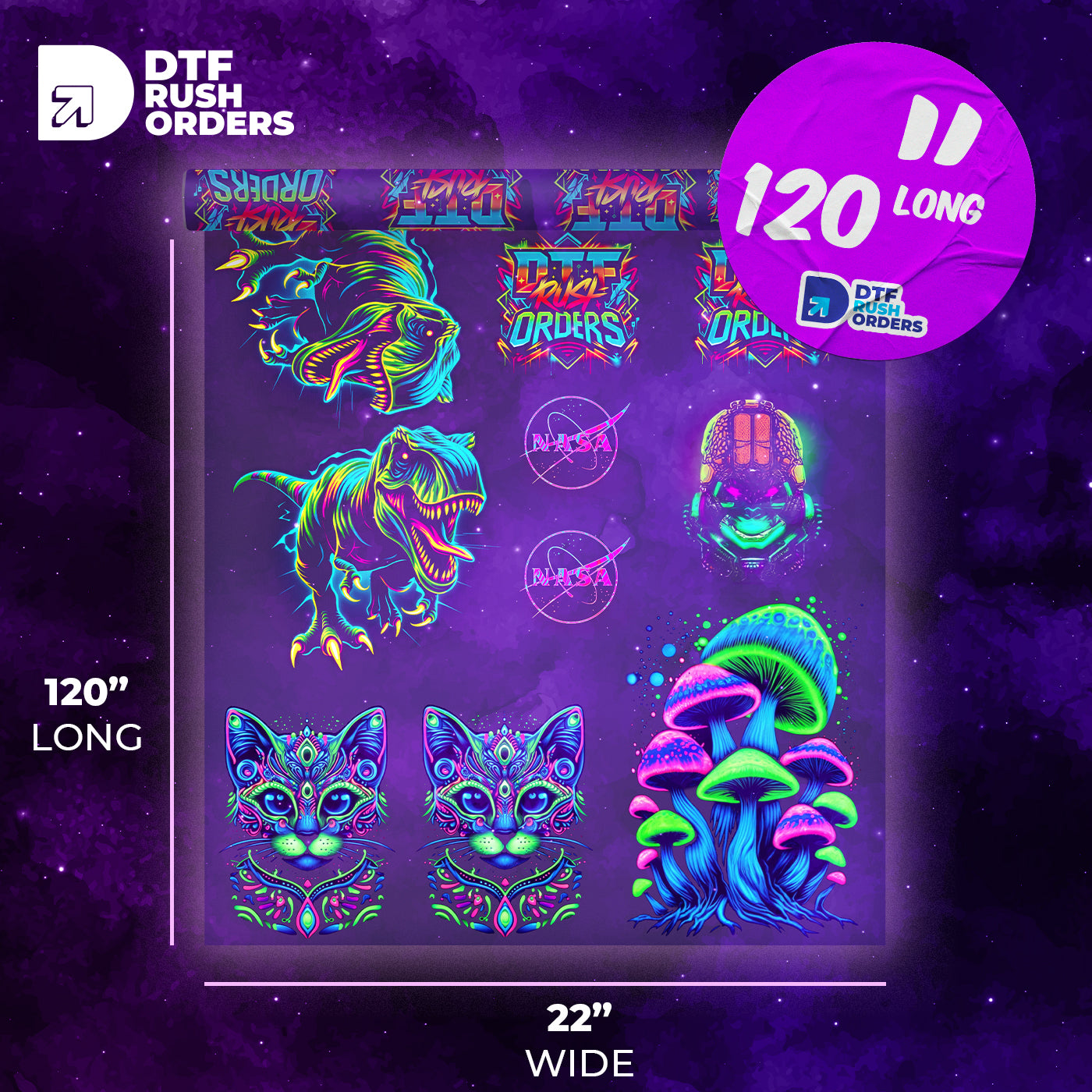 High-Quality Fluorescent DTF Transfers