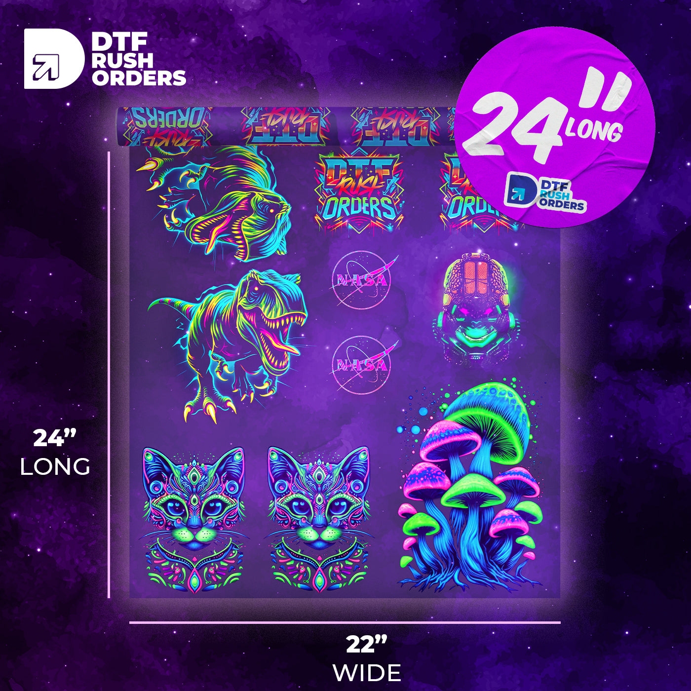 DTF Fluorescent Transfers for Apparel