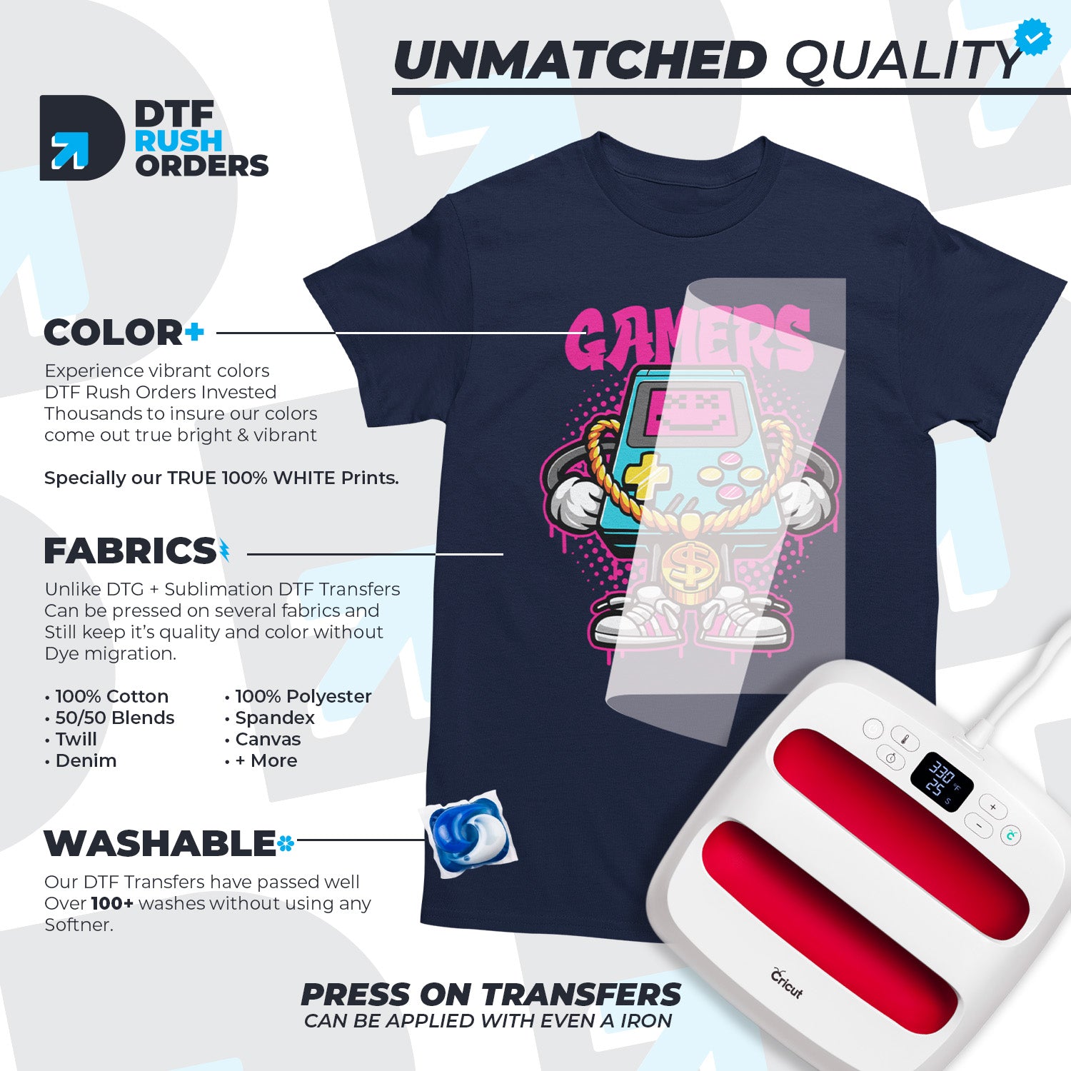 Premium Quality DTF Transfers Printed by DTF Rush Orders