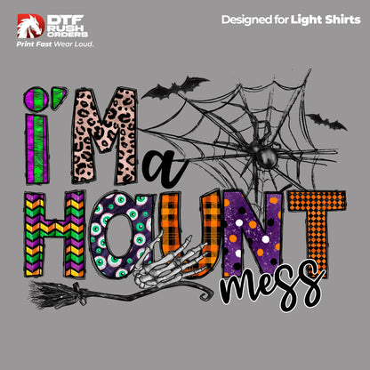Vibrant Im a Haunt Mess Halloween shirt transfer close-up